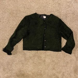 BLACK / GREEN corduroy CROP sweater SMALL
